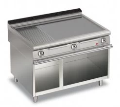 AFG Brat- Grillplatte Elektro Glatt-gerillt 15,0 KW Standgerät, Queen 900