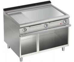 AFG Elektro-Grill+Bratplatte 16,2 KW Glatt+gerillt Chrom Standgerät Queen 700