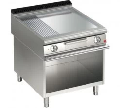 AFG Brat- Grillplatte Elektro Glatt-gerillt Verchromt 15,0 KW Standgerät, Queen 900