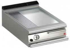 AFG Brat- Grillplatte Gas Glatt-verchromt+gerillt 21,0 KW Tischgerät, Queen 900