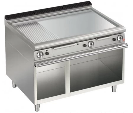 AFG Gas-Grillplatte 19,5 KW Glatt+gerillt Chrom Standgerät Queen 700