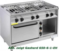 EKU Gasherd PowerBurner 6-flammig Mit Elektro-Backofen + Abstellfach