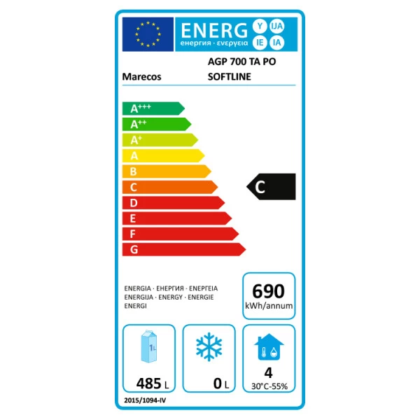 Marecos Softline Edelstahl 700 Liter GN 2/1 Kühlschrank – Bild 2